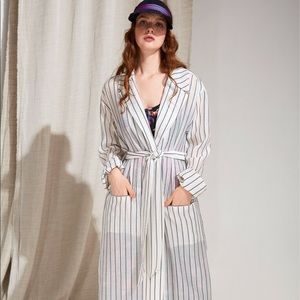 Silk Summer Yellow Striped Coat